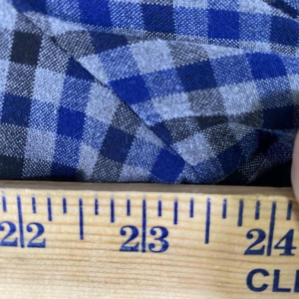 Mizzen Main Shirt Mens XL Trim Gray Blue Check Button Flannel No Tuck Quick Dry - Picture 8 of 9